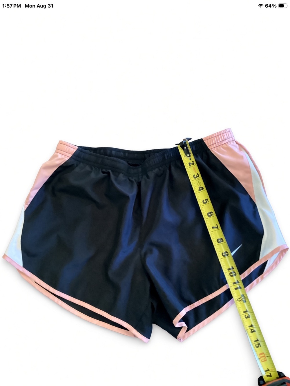 Nike Black Athletic Shorts with Pink Trim and White Panels